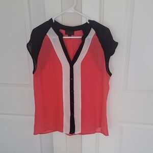 Worthington Coral and Black Blouse